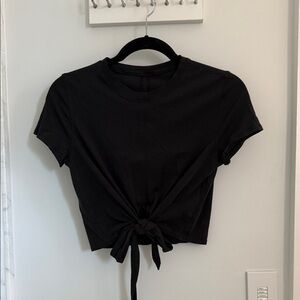 Black Tie-Front Women's Top